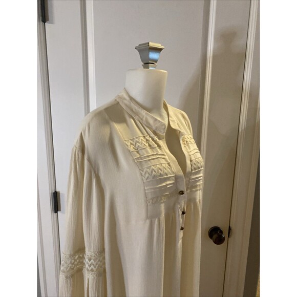 Keren Hart Ivory Embroidered Crochet Boho Blouse Tunic Top Shirt Womens 1X- New - Picture 4 of 16